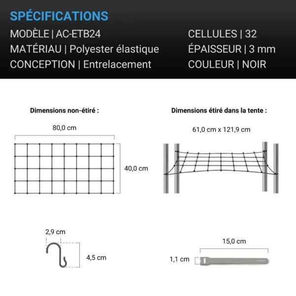 AC INFINITY Filet de palissage pour tente de culture, cordons élastique flexibles, 60 x 120 cm – Image 4