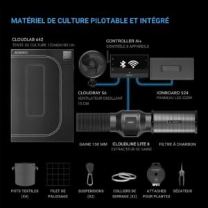 AC INFINITY Pack de culture avec IA, tente de culture 60x120x180cm, kit 2 plantes, Controller AI+ WiFi