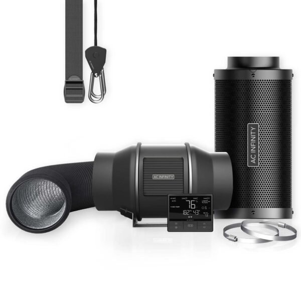 AC INFINITY Kit de filtration PRO 150 mm, Extracteur d'air avec contrôleur intelligent, Filtre à charbon & Gaine