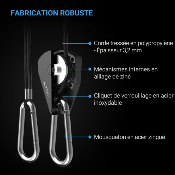 AC INFINITY Système de suspension robuste et réglable, une paire – Image 3
