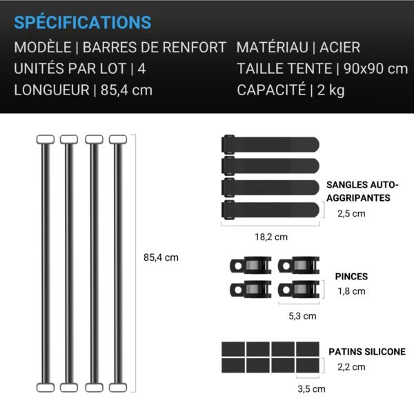 AC INFINITY Barres de renfort pour tente de culture, 90 cm x 90 cm – Image 6