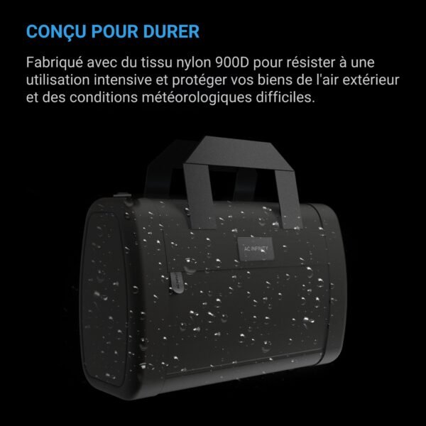 AC INFINITY Sac à main anti-odeurs, noir, avec tissu en nylon 900D et doublure en charbon actif – Image 5