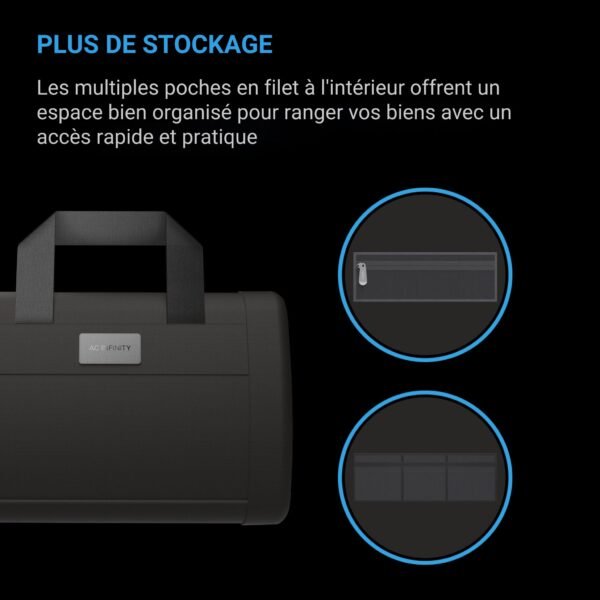 AC INFINITY Sac à main anti-odeurs, noir, avec tissu en nylon 900D et doublure en charbon actif – Image 3