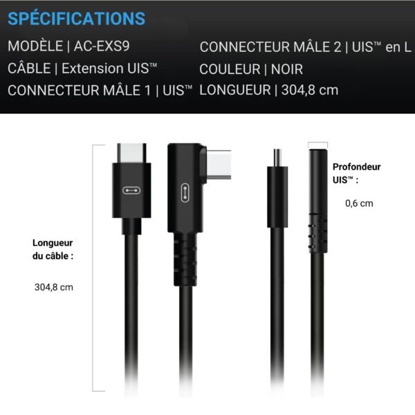 AC INFINITY Câble d'extension UIS vers UIS, coudé en "L", Mâle vers Mâle, 3 m – Image 4