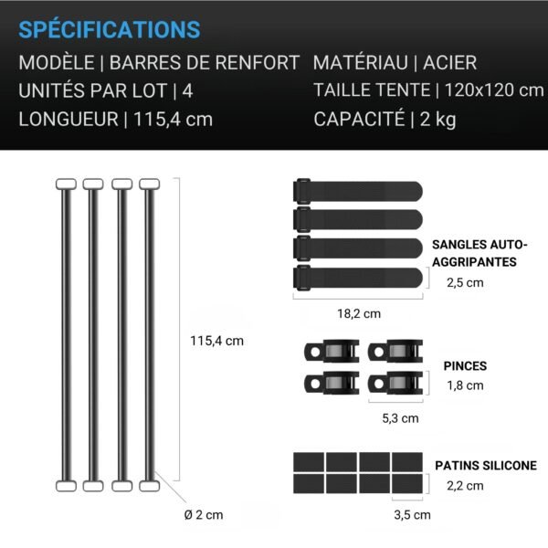 AC INFINITY Barres de renfort pour tente de culture, 120 cm x 120 cm – Image 6