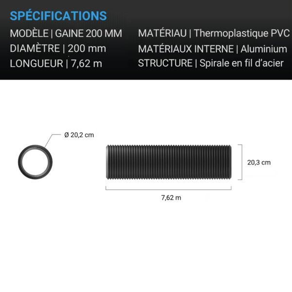 AC INFINITY Gaine flexible à 4 couches, 7.62 m, 200 mm – Image 5