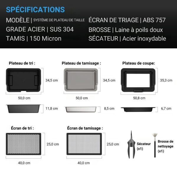AC INFINITY Système de grand plateau de taille, kit de 3 plateaux et 2 tamis, conception interchangeable et ergonomique – Image 6