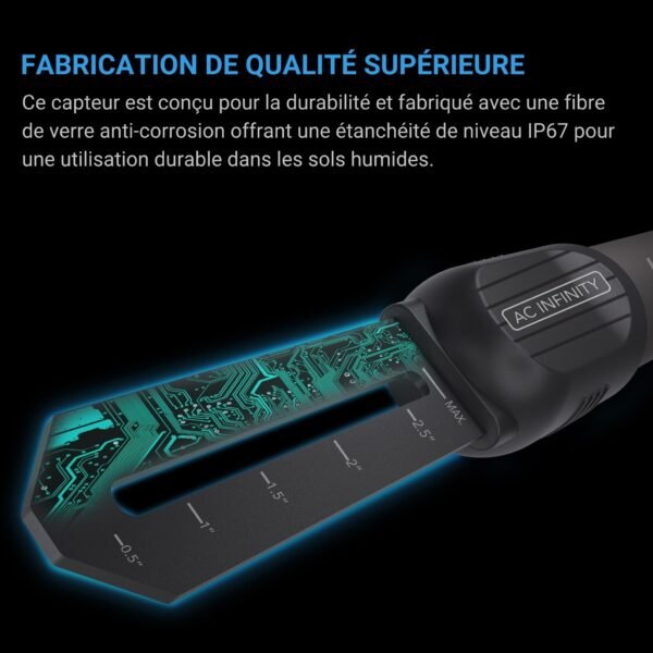 AC INFINITY Sonde de sol exclusivement pour Controller AI+, surveille les niveaux d'humidité et de saturation, résistance à l'eau IP67 – Image 3