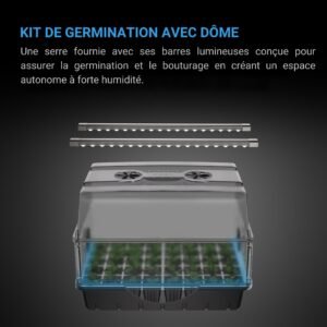 AC INFINITY Serre de germination et bouturage avec rehausse, avec éclairage LED Samsung LM301H EVO, plateau 5×8