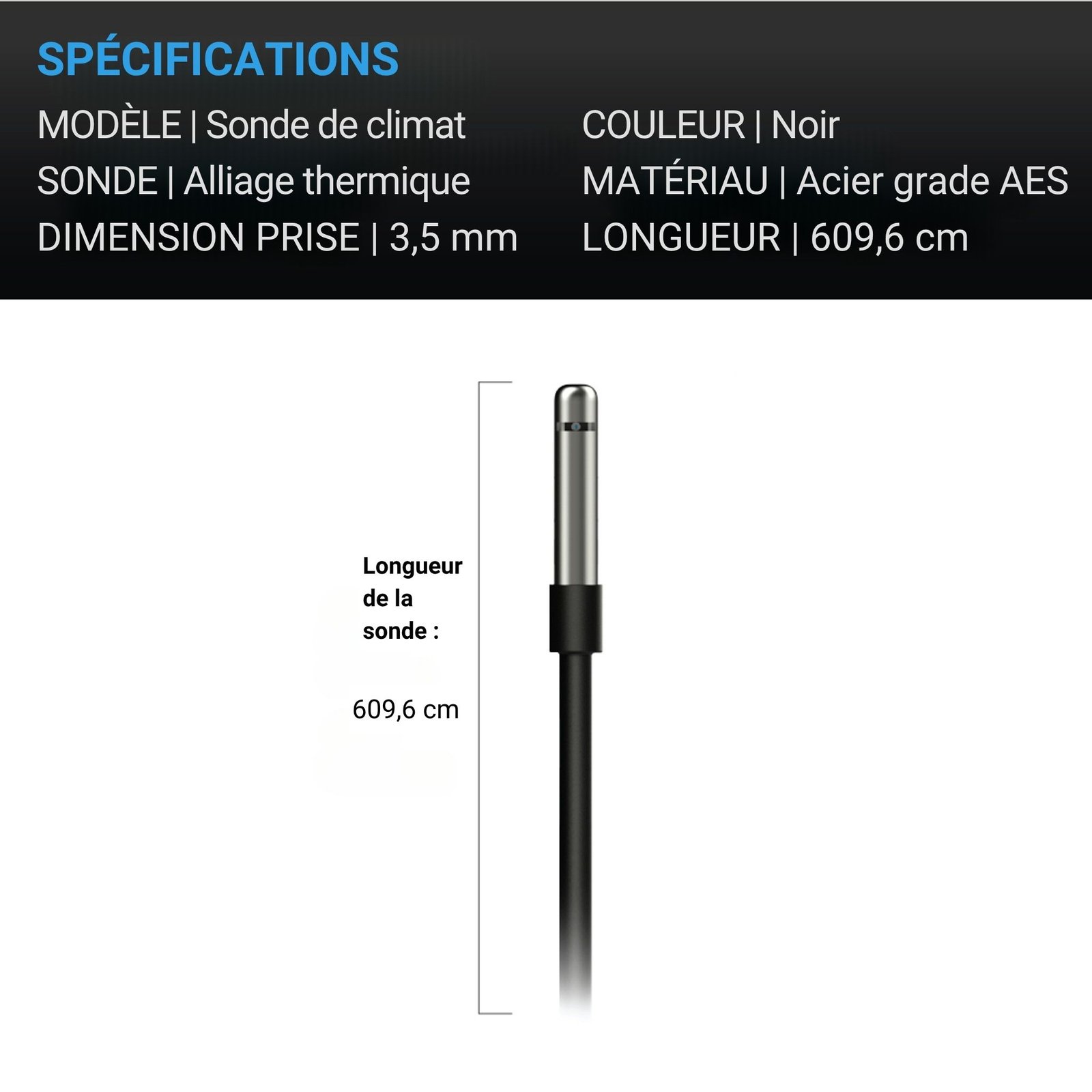 AC INFINITY Capteur de climat pour Controller 69 Pro, Pro+ et Appareils UIS, mesures précises de témpérature, humidité et VPD, 609,6 cm – Image 5