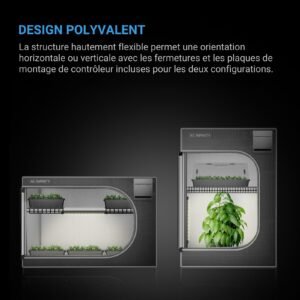 AC INFINITY Tente de Propagation CLOUDLAB, Barres de Support et Étages, 60 cm x 60 cm x 90 cm