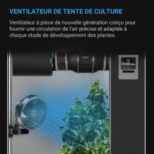 AC INFINITY CLOUDRAY A6, Ventilateur à pince pour tente de culture 150 mm avec 10 vitesse, moteur EC, pivotement manuel