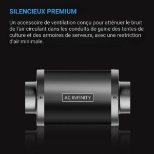 Silencieux en ligne pour Gaine 100 mm, Réducteur de bruit en Aluminium