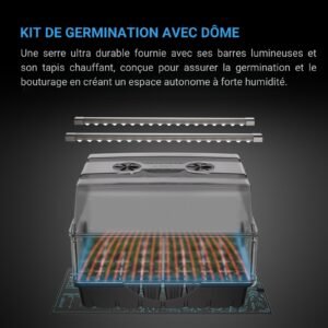 AC INFINITY Serre de germination et bouturage avec rehausse, éclairage LED et Tapis Chauffant, plateau 5×8