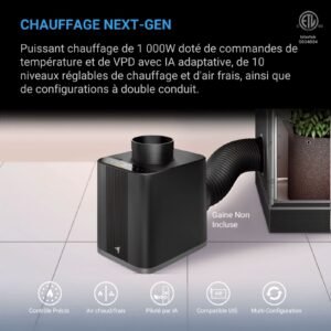 AC INFINITY THERMOFORGE T7, Chauffage pour plantes 1000W, Piloté par IA avec Sonde de Température et de VPD