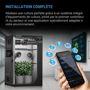 AC INFINITY Pack de culture PRO avec IA, tente de culture 120x120x200cm, kit 4 plantes