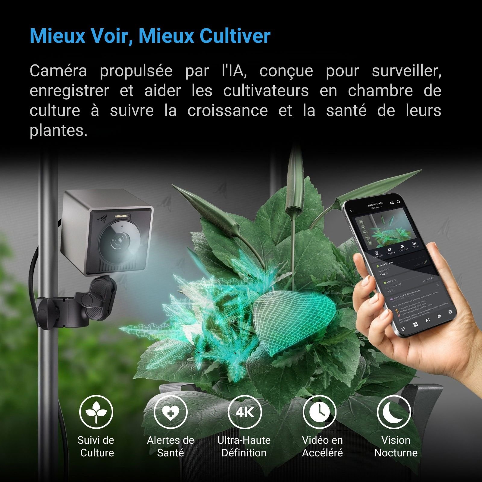 AC INFINITY SPECTRON 3, Caméra 4K avec Analyse par IA, Suivi Avancé de la Santé et de la Croissance des Plantes – Image 2